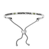 Intuitions Stainless Steel Fearless, Respectful, Happy August Lite Green Birthstone Bangle Bracelet fine designer jewelry for men and women